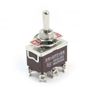 12mm Panel Mount DPDT ON/OFF/ON Latching Toggle Switch AC250V 16A