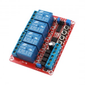 Red 4-Channel Self-locking Trigger Relay Circuit Board Module DC 24V