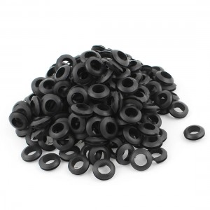 200 x Black Rubber 12mm Open Hole Ring Dual Side Cable Wiring Grommet