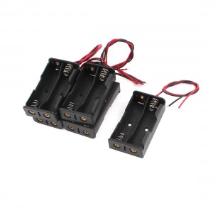 5 Pcs Black 4 x 1.5V D Battery Batteries Holder Case w Wire Leads