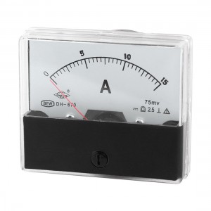 DH-670 DC 15A Rectangle Analog Panel Ammeter Gauge Amperemeter Class 2.5