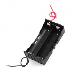 Black Plastic 2-Slot 2-Wire 2 x 3.7V 18650 Battery Holder Storage Case