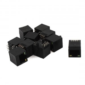 10pcs Unshielded RJ45 8P8C Plastic Network Modular Connector Black w LED