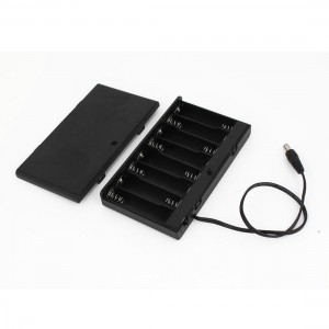 DC 5.5mmx2.1mm Power Plug Batteries Holder Case w Switch for 8x1.5V AA Battery