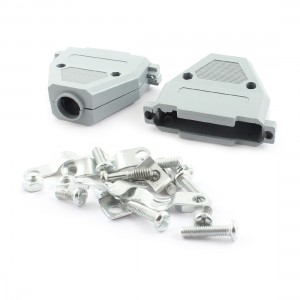 2Pcs DB25 D-SUB 2 Rows 25Pin Female Gray Plastic Hood Cover Cap Shell