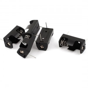 5 Pcs Black Plastic 1 x 3.6V 1/2 AA Battery Holder Case w Pins