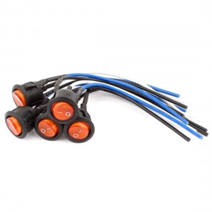 5Pcs AC 250V 125V SPST 3 Terminals ON/OFF Rocker Boat Switch w Red Indicator