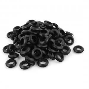 100 x Black Rubber 16mm Open Hole Ring Dual Side Cable Wiring Grommet