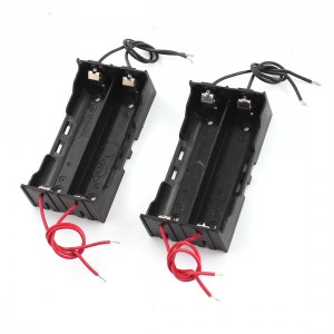 Black Plastic 2-Slot 2 x 3.7V 18650 Battery Holder Box Container 2Pcs