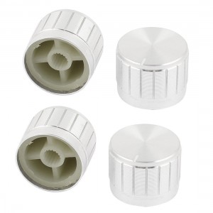 4 x Silver Tone Plastic Potentiometer Rotary Control Knobs Caps 17x23mm