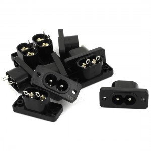 10 Pcs AC 220V 10A IEC320 C8 Screw Mount Male Plug Power Socket Adapter Black
