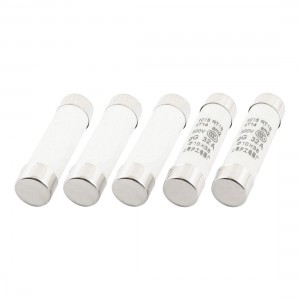 5 Pcs AC 500V 32A 10mm x 38mm Cylindrical Fuse Links Silver Tone White
