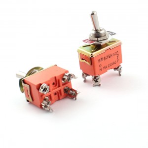 2 Pcs AC 250V 15A 12mm Thread DPST Latching Metal Toggle Switch Orange