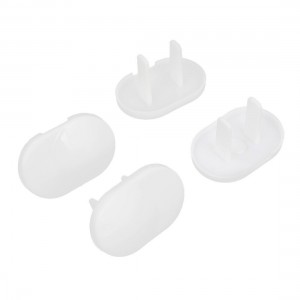 4Pcs White Plastic Ellipse 2 Pin Plugs Electric Protector Safety Socket Cover