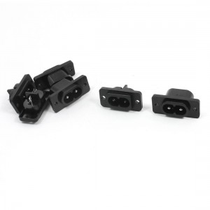 6pcs AC 250V 2.5A 2 Pins IEC320 C8 Inlet Male Power Plug Socket Black