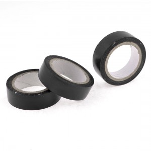3 Pcs 55mm x 16mm Black Adhesive Electric Insulation Tape Roll