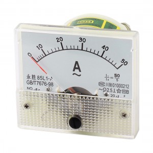 85L1 AC 0-50A Analog Ammeter Analogue Panel Ampmeter Meter White