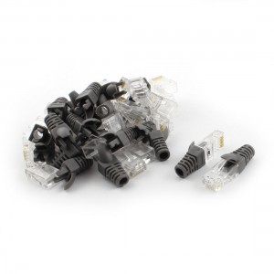 25Set 8P8C RJ45 Cat5 Cat5e Cat6 Connector Network Plug + Gray Boot Cover