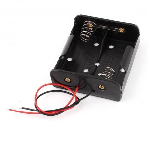 Black Plastic Wires Lead Holder Storage Case for 2 x 1.5V AA Battery