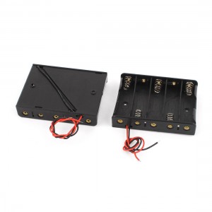 2Pcs Black Plastic Battery Holders Cases Boxes for 5 x 1.5V AAA Batteries