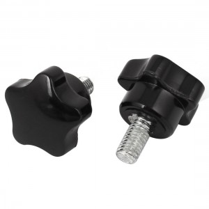 2 Pcs M8 x 15mm Thread 32mm x 37mm Star Shaped Head Clamping Screw Knobs Grips
