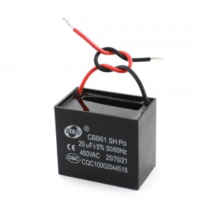 AC450V 20uF 5 Tolerance Black Polypropylene Film Motor Running Capacitor
