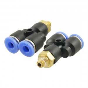 2 Pcs Pneumatic 4 7mm Thread 4mm Push in Y Shape Quick Connectors