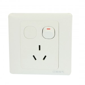 86mm x 86mm White AC 250V 10A 1 Gang Wallplate Panel Switch