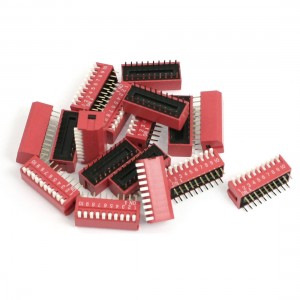 17 Pcs 2.54mm Pitch 10 Positions Slide Type DIP Switch Red