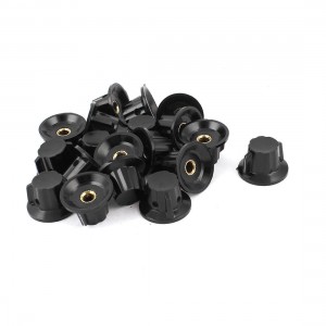 20Pcs 1/4" Shaft Insert Dia Potentiometer Control Rotary Knobs Black