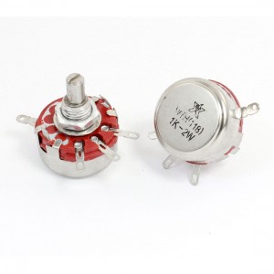 2pcs 1K Ohm 2W 6mm Round Shaft 4 Pin Rotary Carbon Potentiometer WTH118