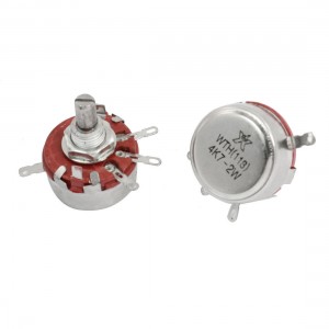 2pcs 4 7K Ohm 2W Single Turn Carbon Composition Rotary Potentiometer WTH118