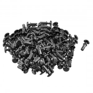 300 Pcs Black Nylon 4.0mm Bottom Dia Push Clips Rivets Fasteners R4090