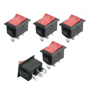 5pcs SPDT 3 Pin on Off Red Button Boat Rocker Switch AC250V 6A AC125V 10A