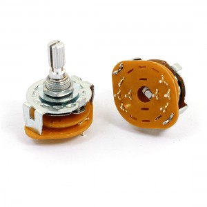 2Pcs 2P3T 2 Pole 3 Position 6mm Knurled Shaft Dia Band Selector Rotary Switch