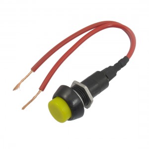 Yellow Round Cap Momentary Nut Wired Push Button Switch AC 250V 3A
