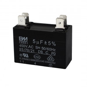 CBB61 Ceiling Fan Motor Run Capacitor 4 Pins Black 5uF AC 450V