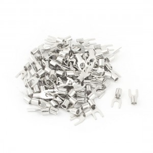 100pcs SNB5.5-4 Non-Insulated Spade Cable Fork Terminals for AWG 12-10