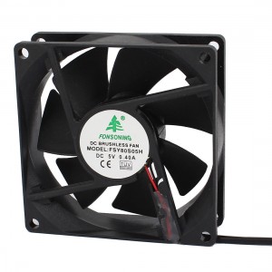 80 x 80 x 25mm DC Brushless Cooling Blower Fan USB Charger Cooler Black 5V 0.4A