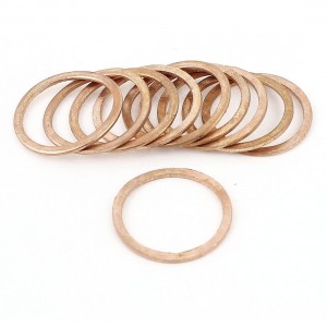 10 Pcs 17mmx21mmx1mm Flat Copper Crush Washer Sealing Ring Gasket