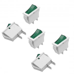 5 Pcs 2 Pin SPST On/Off Green Button Rocker Switch AC 15A/250V 20A/125V