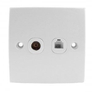 White Square Plastic Rj11 Telephone TV Socket Wall Plate