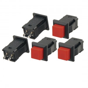 5 Pcs AC 250V/1A 125V/3A SPST Latching Red Push Button Switch Tboak