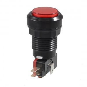 DC 12V Red Neon Light 24mm Thread Dia 5 Pins NO NC SPDT Push Button Switch