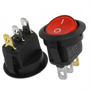 2pcs x Red Light 3 Pin ON-OFF SPST Round Boat Rocker Switch 6A/250V 10A/125V AC