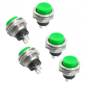 AC 3A 125V Momentary SPST 2 Pin Terminal Green Round Pushbutton Switch 5 Pcs
