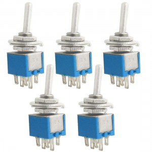 6 Pcs AC 125V 3A ON/ON 2 Position 2P2T DPDT 6 Pin Terminals Toggle Switch