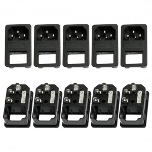 10 Pcs AC 250V 10A IEC 320 C14 3 Pin Clamp Type Power Inlet Socket