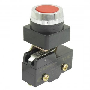 AC 250V 15A 1NO 1NC 25mm Thread Momentary Red Flat Push Button Micro Switch
