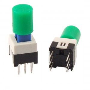 10 Pcs 7 x 7mm x 17mm PCB Tact Tactile Push Button Switch Self Lock 6 Pin w Cap